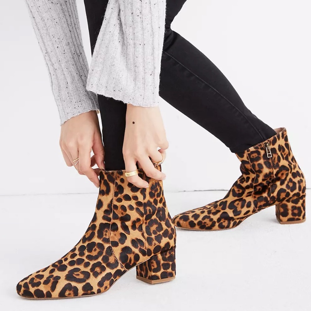 Madewell Leopard Print Ankle Boots - Brown & Black